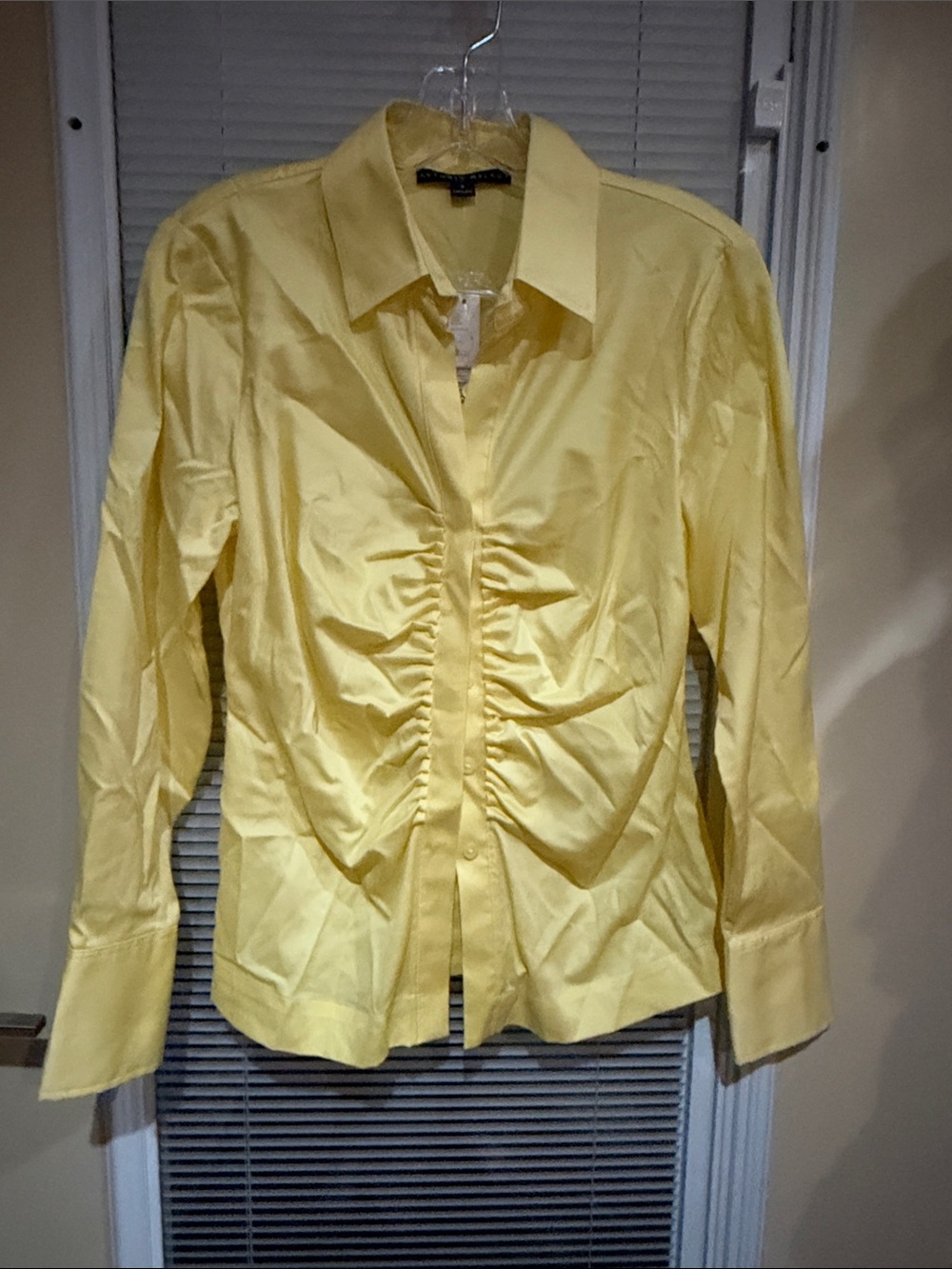 ANTONIO MELANI Yellow Ruched-Front Dress Shirt
